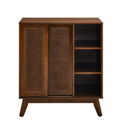 32" Dark Brown Wood Sideboard With Two Sliding Doors