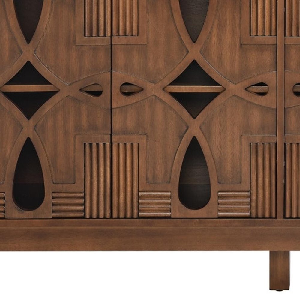 61" Brown Wood Sideboard With Four Doors
