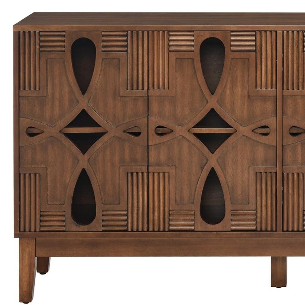 61" Brown Wood Sideboard With Four Doors