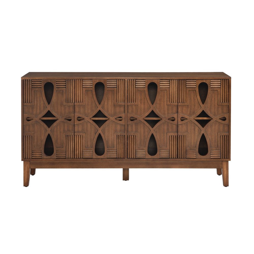 61" Brown Wood Sideboard With Four Doors