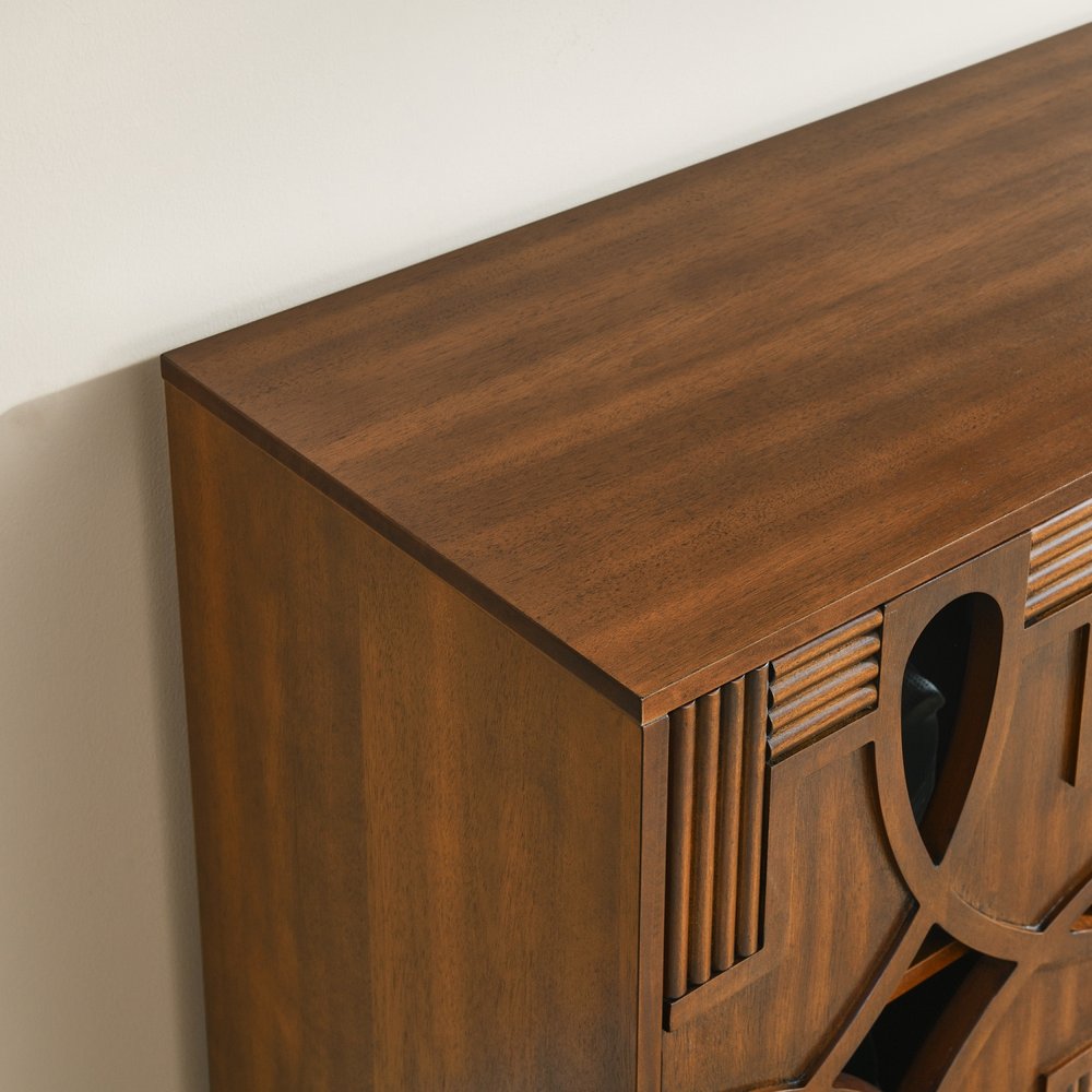 61" Brown Wood Sideboard With Four Doors