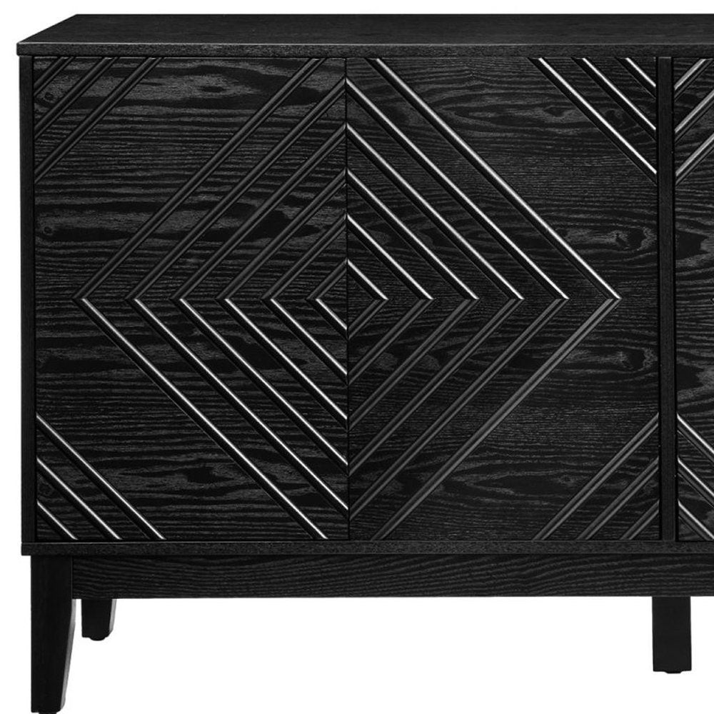 61" Black Wood Sideboard With Four Doors