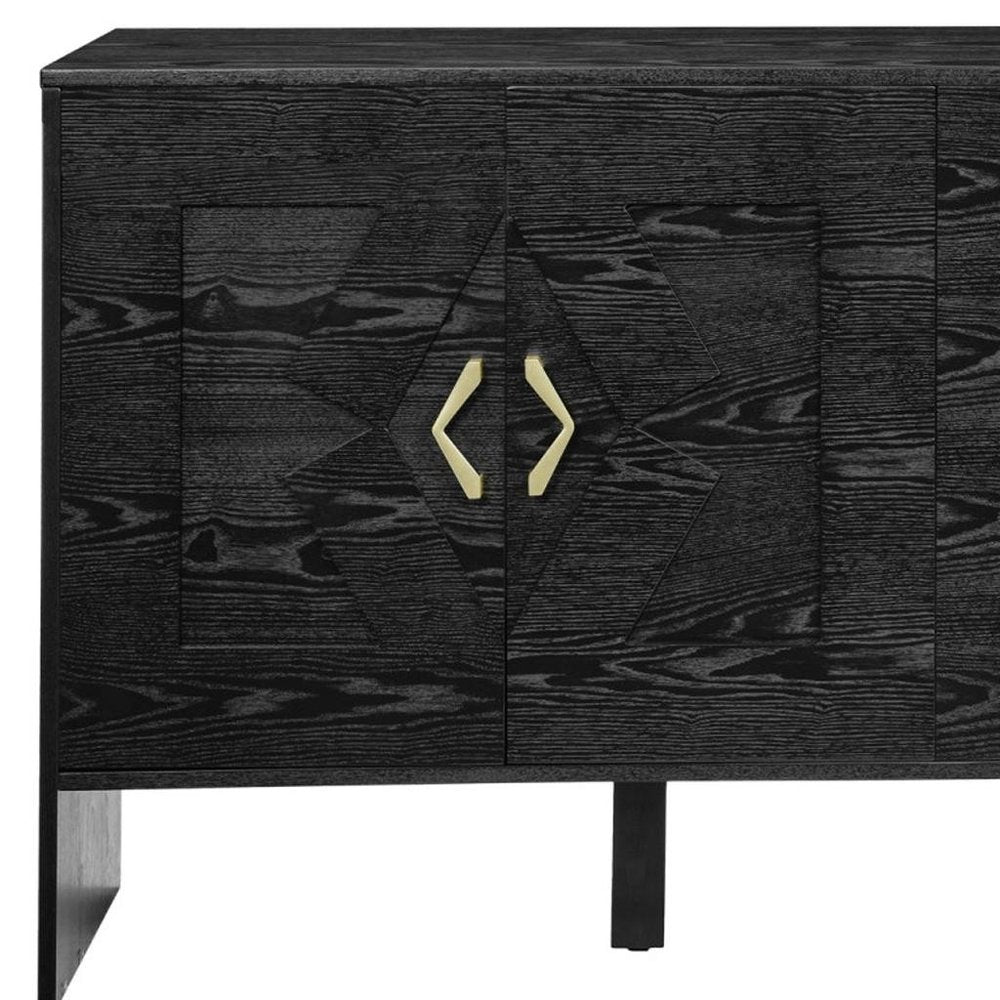 60" Black Wood Sideboard With Four Doors
