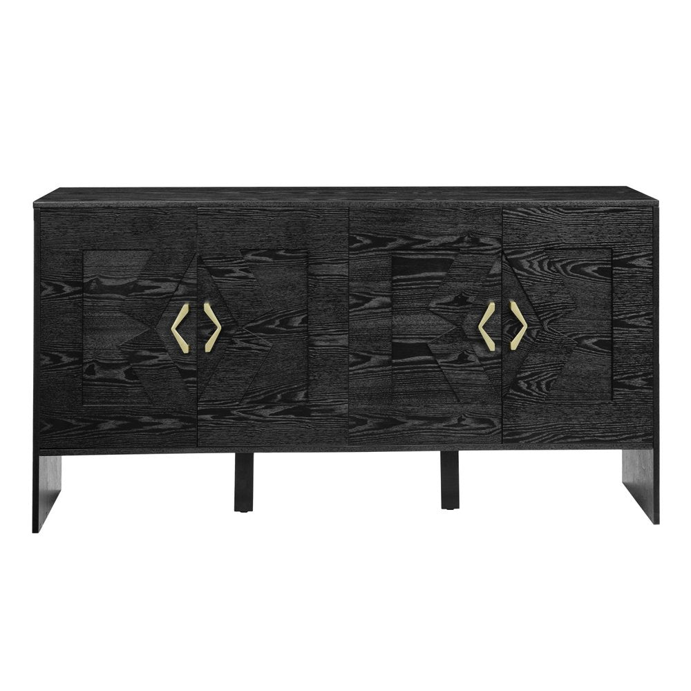 60" Black Wood Sideboard With Four Doors