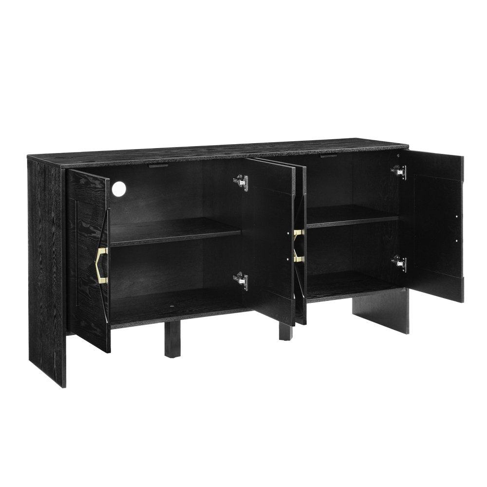 60" Black Wood Sideboard With Four Doors