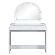 39" White Wood Mirrored Vanity Table And Lights