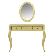 39" Brown Wood Mirrored Three Drawer Vanity Table