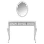 39" Silver Wood Mirrored Three Drawer Vanity Table
