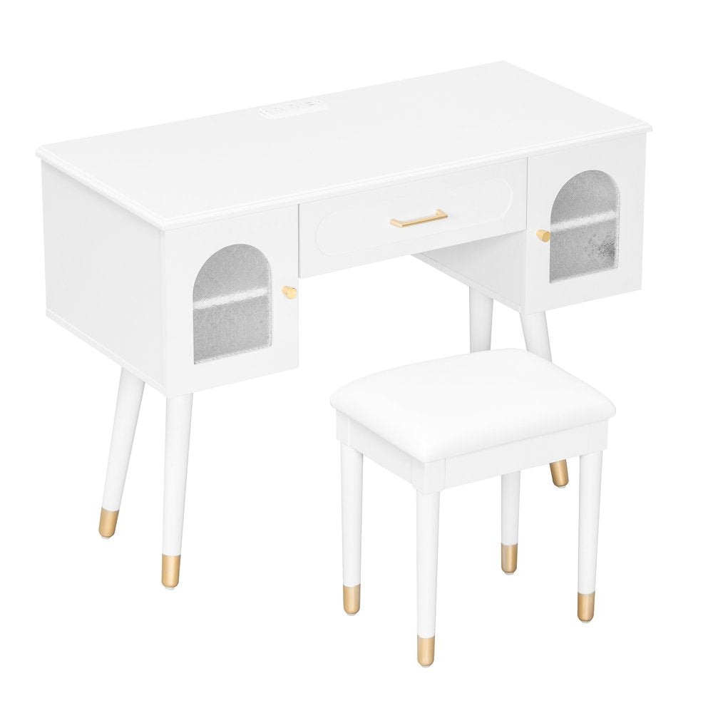 40" White Wood Vanity Table