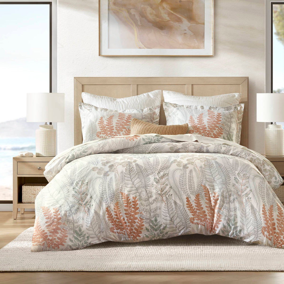 Fashion - King 100% Sateen Duvet Cover Set - Terracotta / Linen