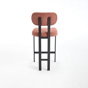 Set of Two 26" Orange and Black Fabric and Metal Counter Height Bar Chairs