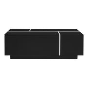 47" Black Wood Extendable Coffee Table With Storage