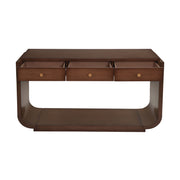 Console Table With 3 Drawers, Display Shelf, Curved Legs - Walnut