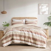 Blais - Stripe Textured Print Comforter Set King - Terracotta
