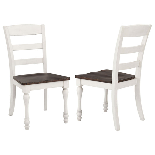 Ladder Back Side Chair With Saddle Seat (Set of 2) - White