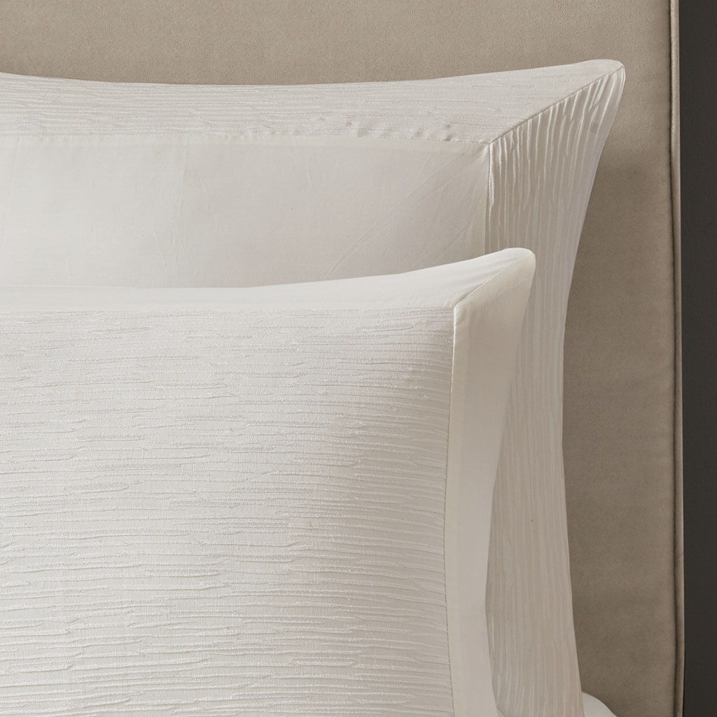 Hanae - King Blend Yarn Dyed 3 Piece Duvet Cover Set - White
