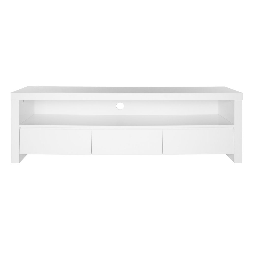 59" White Wood Enclosed and Open Storage TV Stand