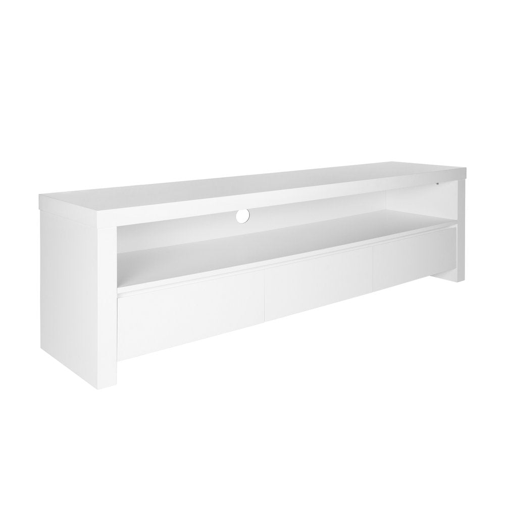 59" White Wood Enclosed and Open Storage TV Stand
