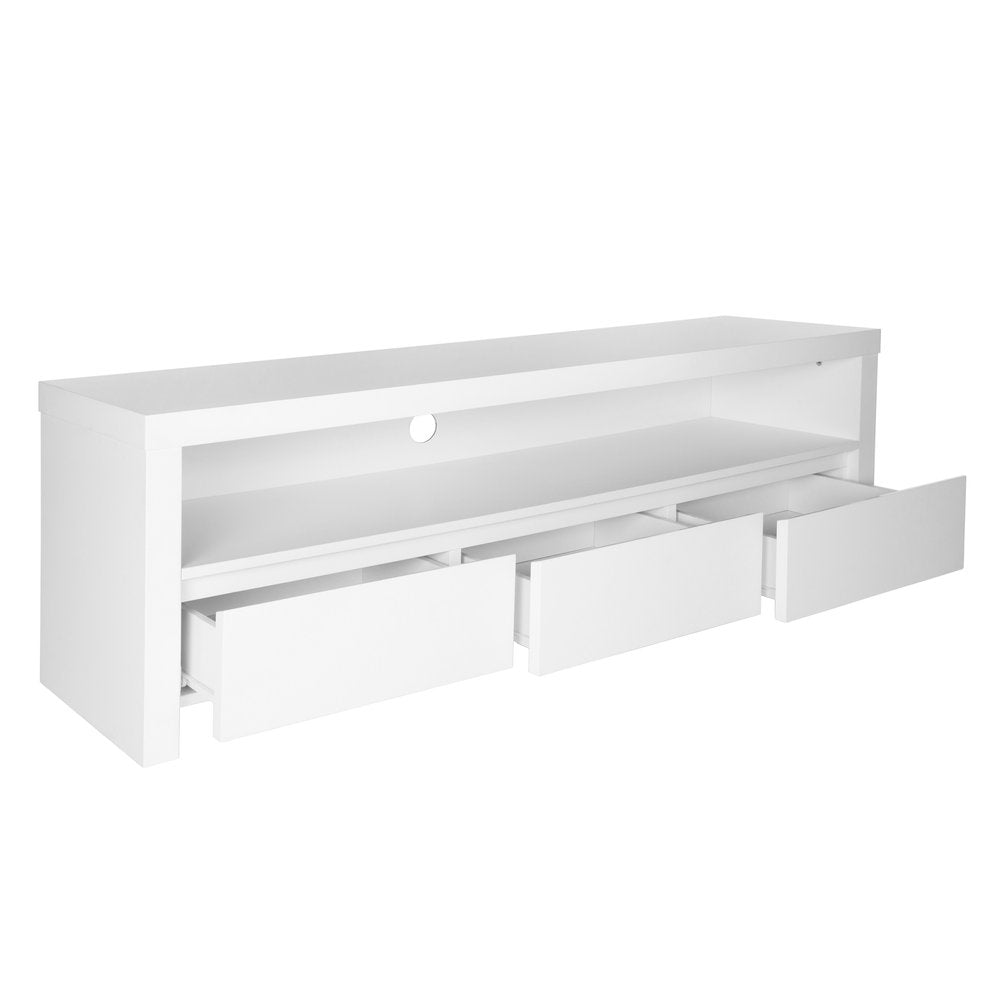 59" White Wood Enclosed and Open Storage TV Stand