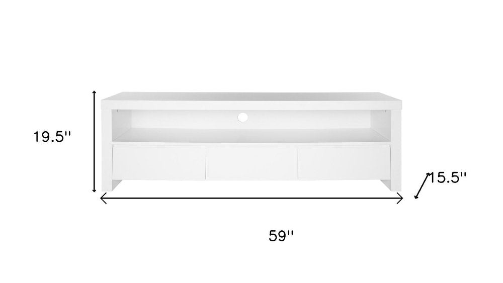 59" White Wood Enclosed and Open Storage TV Stand