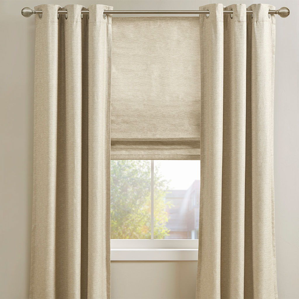 Como - Printed Room Darkening Cordless Roman Shade - Taupe
