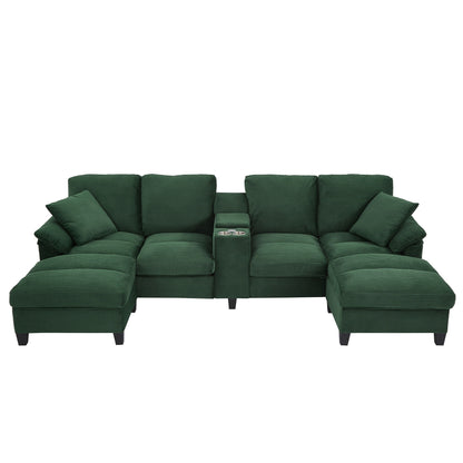 Modern U-Shaped Sectional Sofa With Storage Ottomans