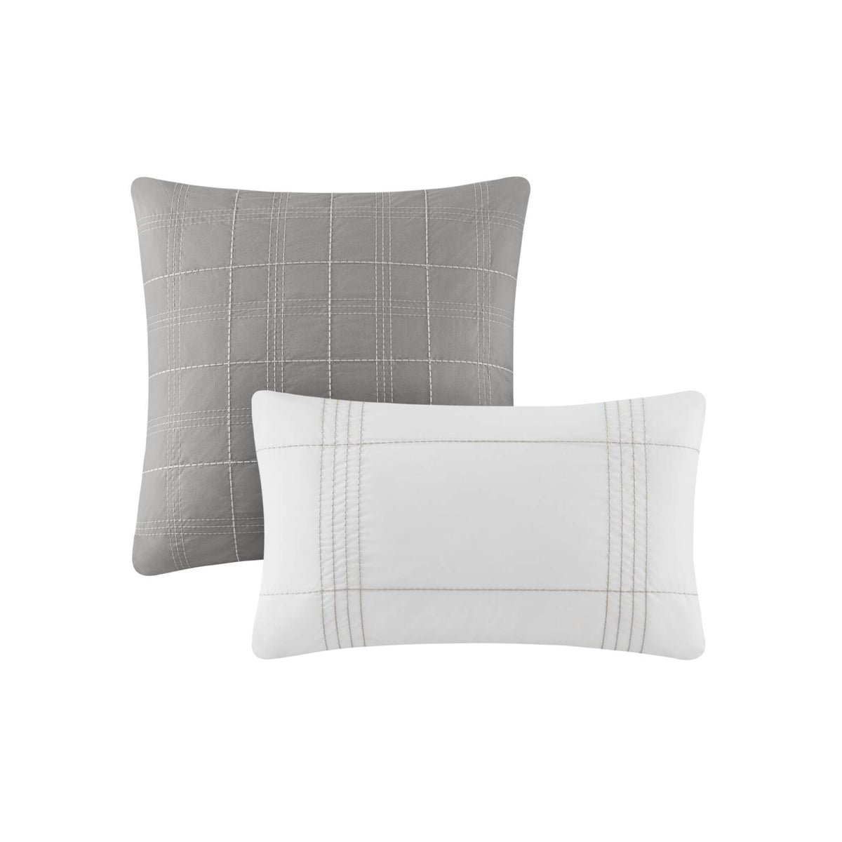 Morgan - King 5 Piece Jaquard Duvet Set - White / Gray