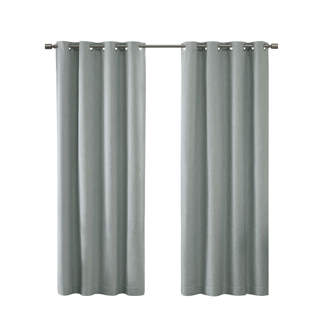 Maya - 54" Printed Heathered Blackout Grommet Top Curtain Panel - Aqua