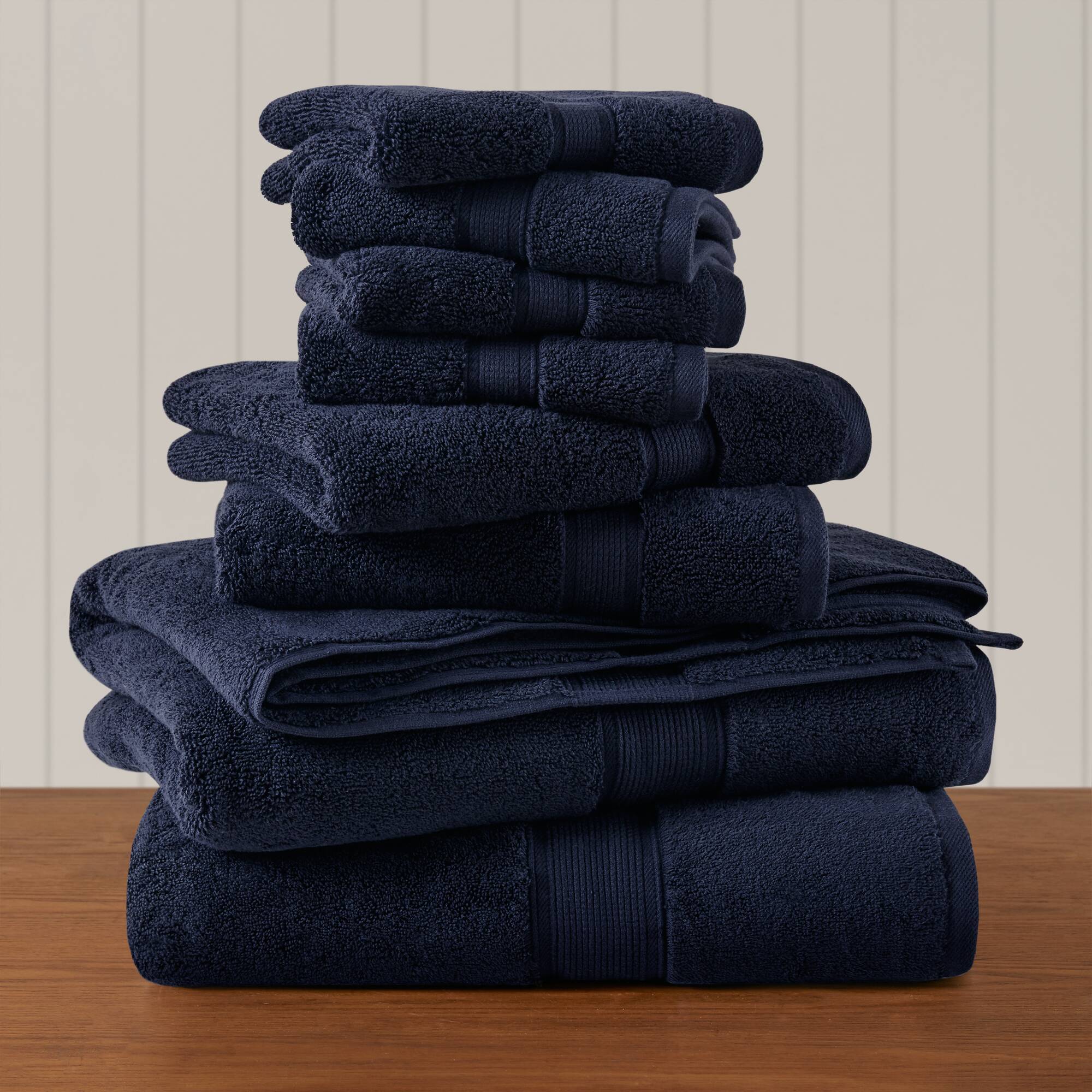 800GSM Ultra-Soft Absorbent 8 Piece Towel Set - Dark Navy