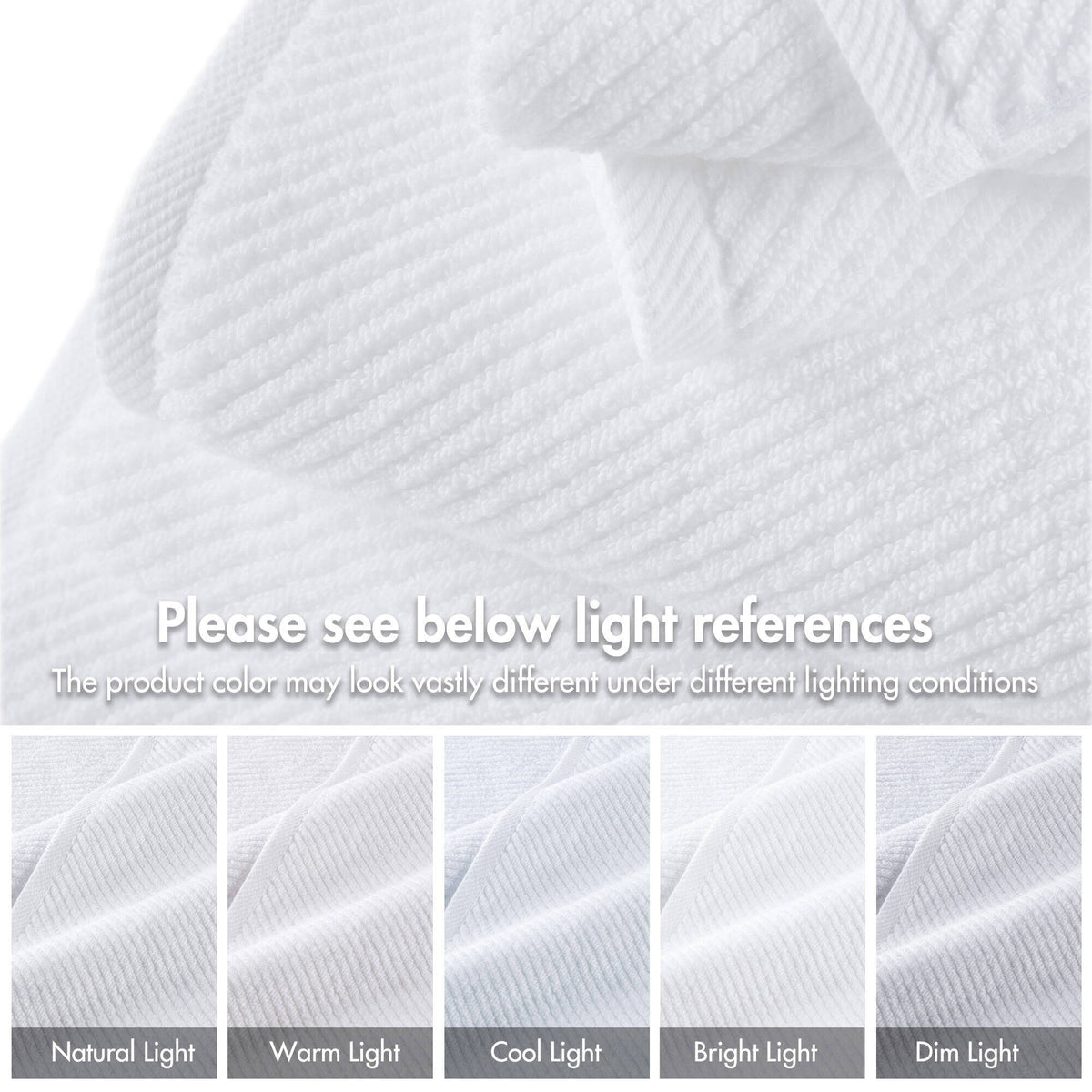 Diagonal Ribbed - 4 Piece Hand Towels Set - White