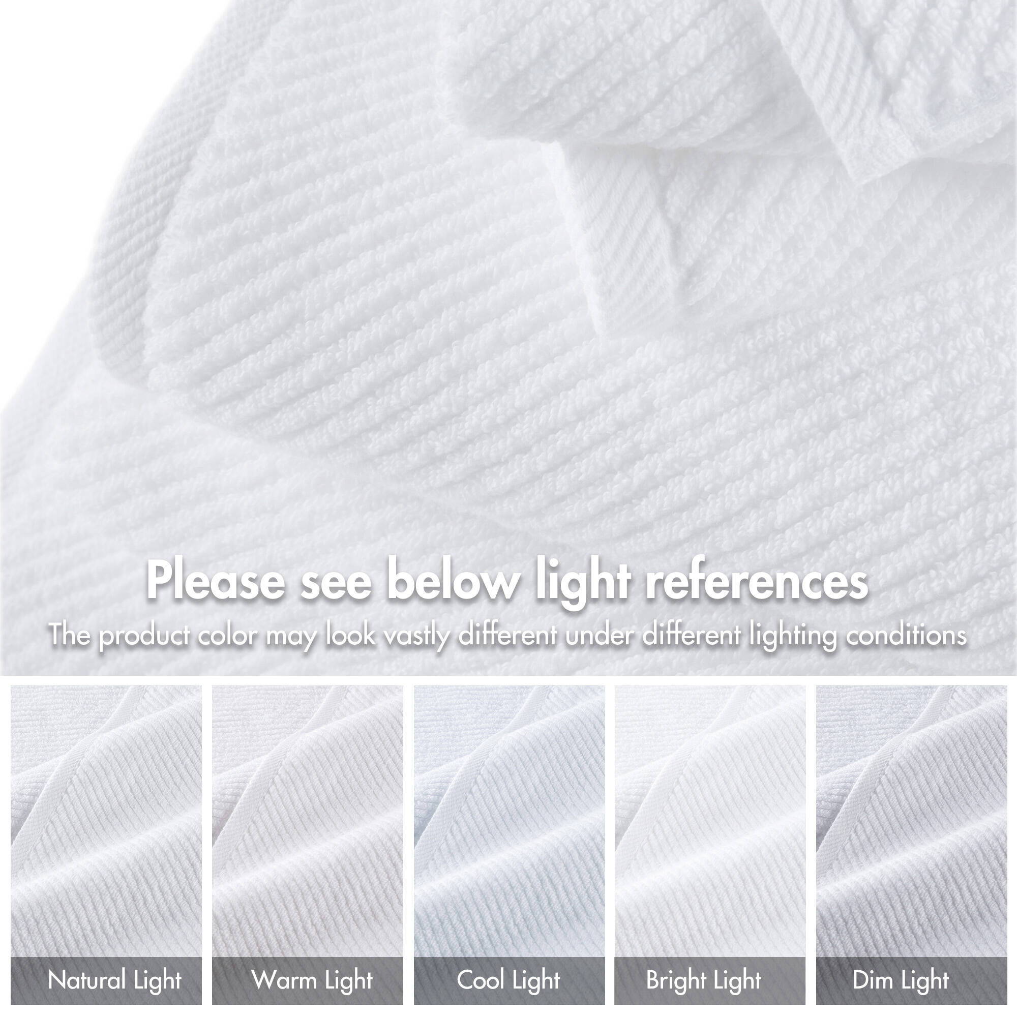 Diagonal Ribbed - 6 Piece Towels Set - White