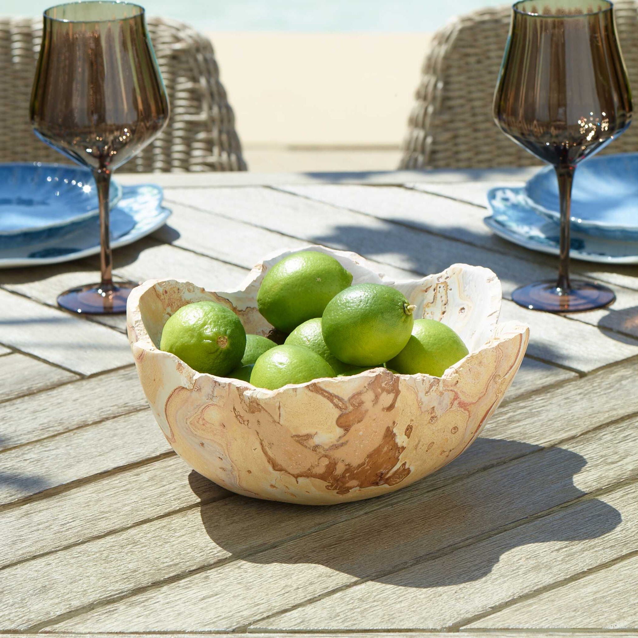 Sahara - Bloom Indoor-Outdoor Stone Bowl - Russet / Ivory / Sand