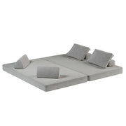 Multifunctional Convertible Sofa Bed With 2 Tumbler Backrests And 2 Pillows, Deep Seat Couch