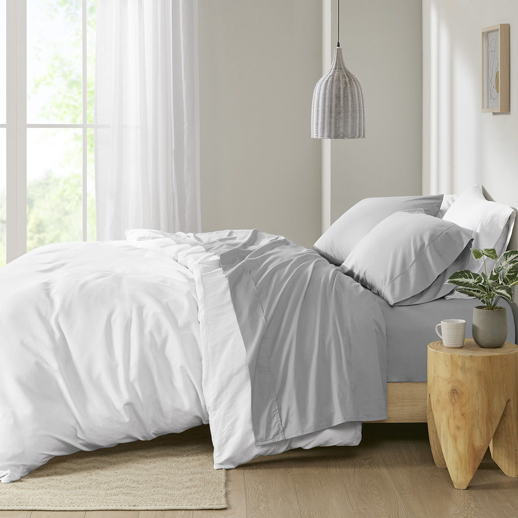 Peached Percale - King Sheet Set - Gray