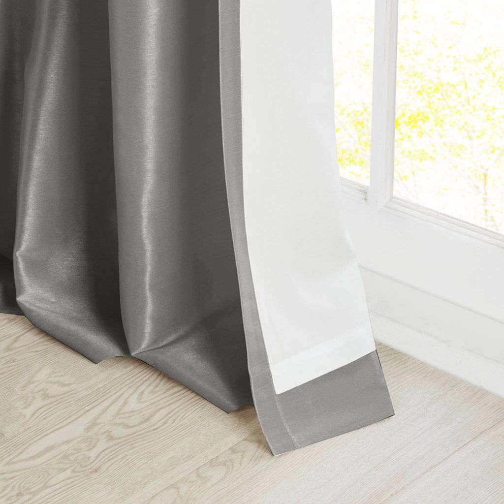Emilia - 120" Twist Tab Lined Window Curtain - Charcoal
