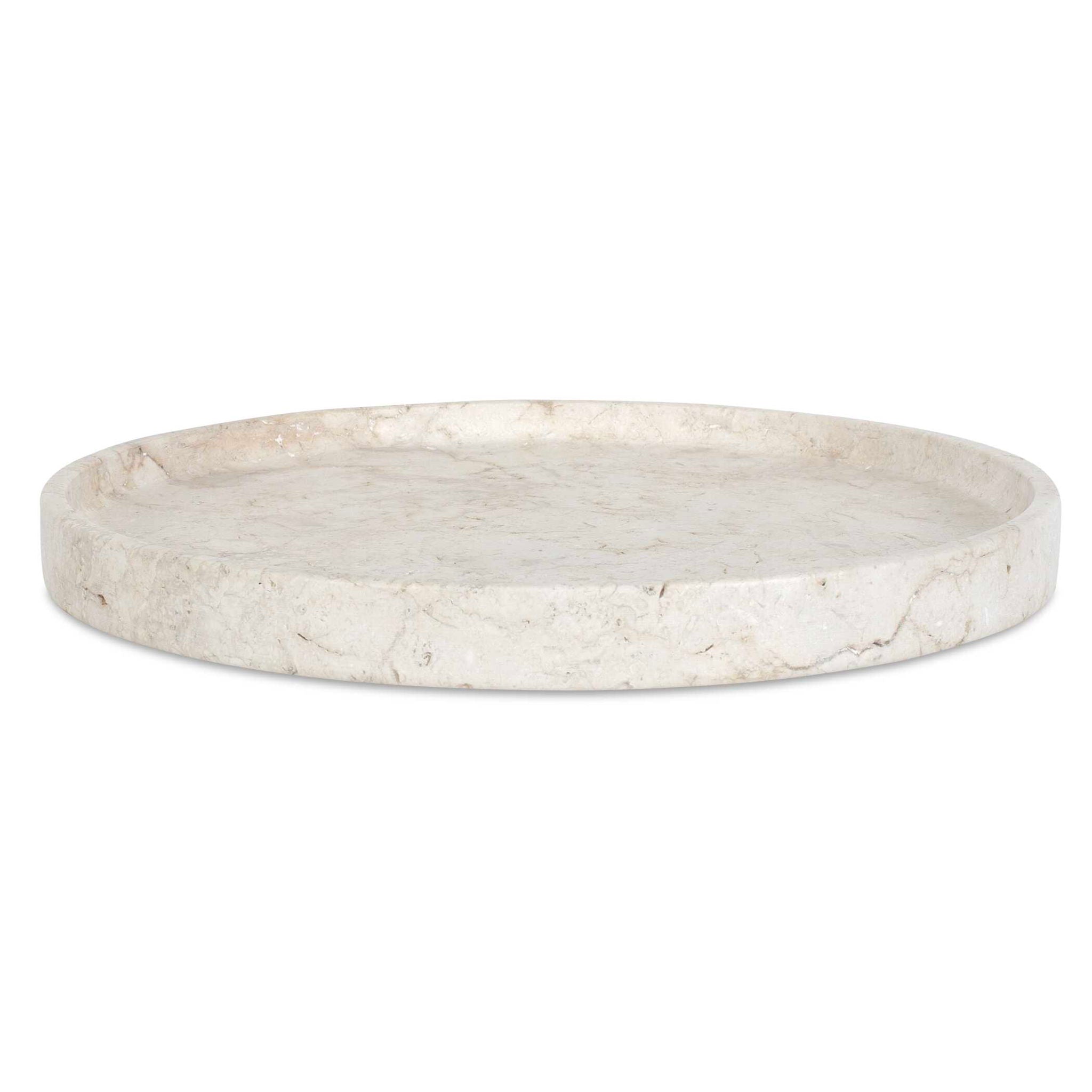Travessa - Outdoor Round Stone Tray - White