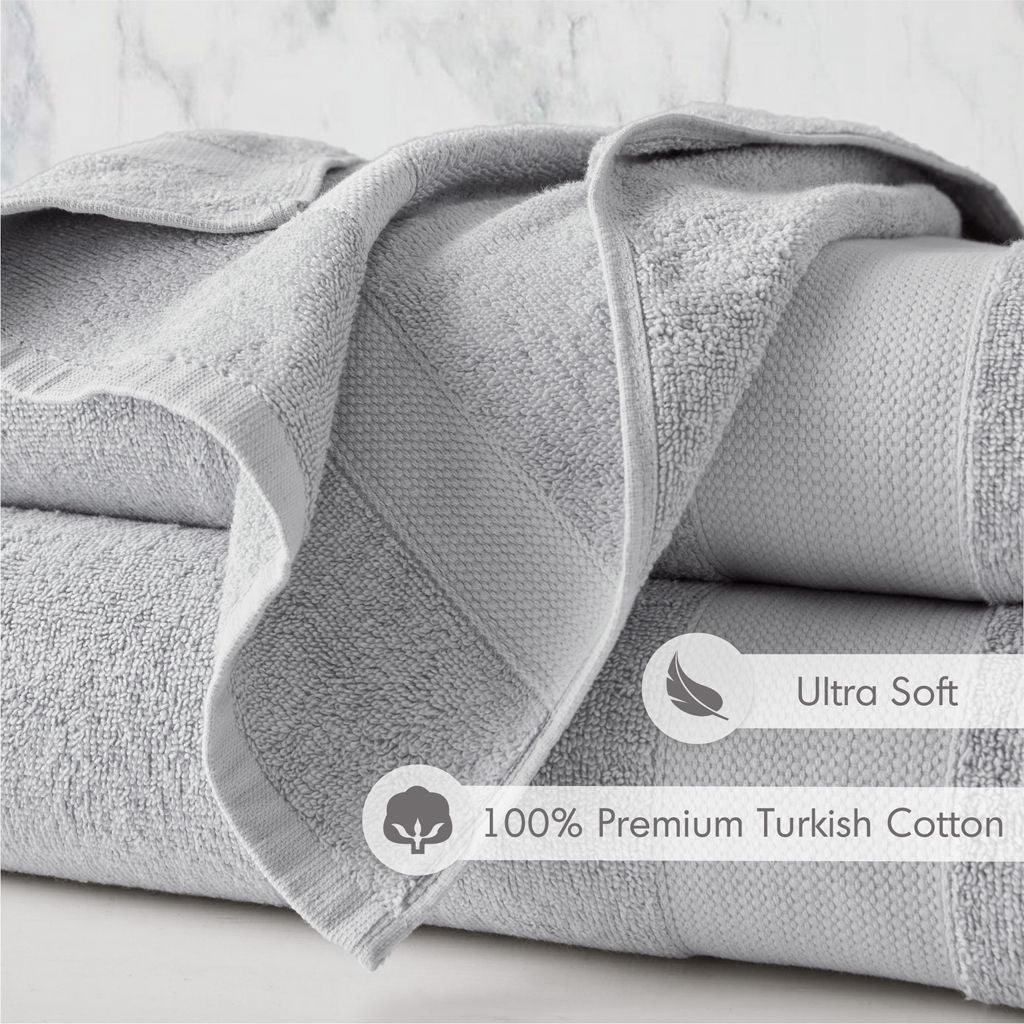 Premium Turkish Cotton 500GSM Plush 6 Piece Towel Set - Light Gray