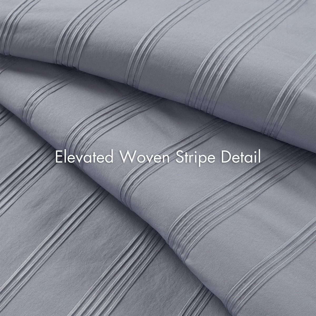 Logan - Twin/Twin Long Striped Duvet Set - Blue/Gray