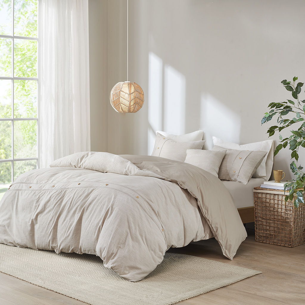 Dover - King 5 Piece Organic Oversized Comforter Cover Set W / removable Insert - Natural