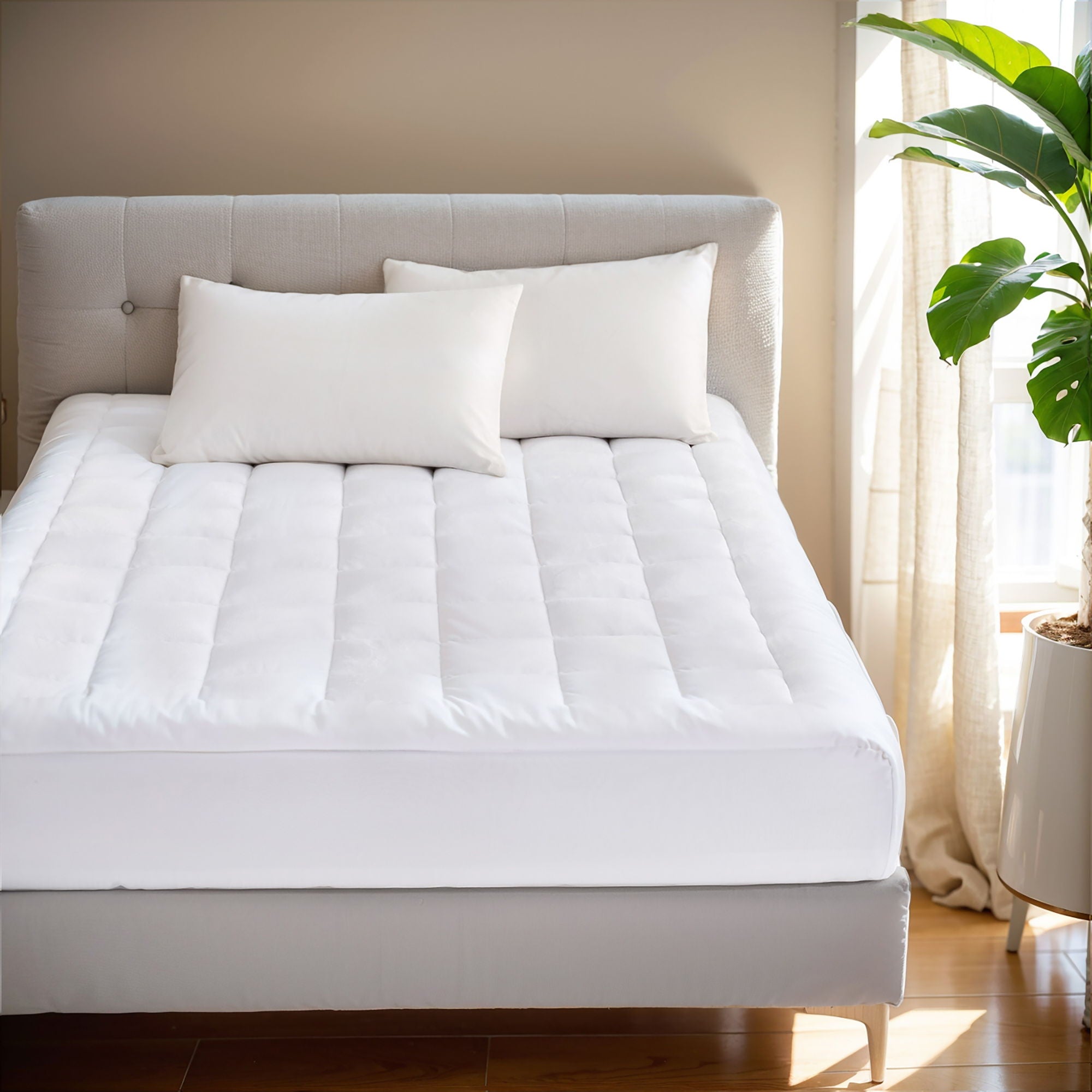 Cloud Soft - California King Overfilled Hypoallergenic Down Alternative Waterproof Mattress Pad - White