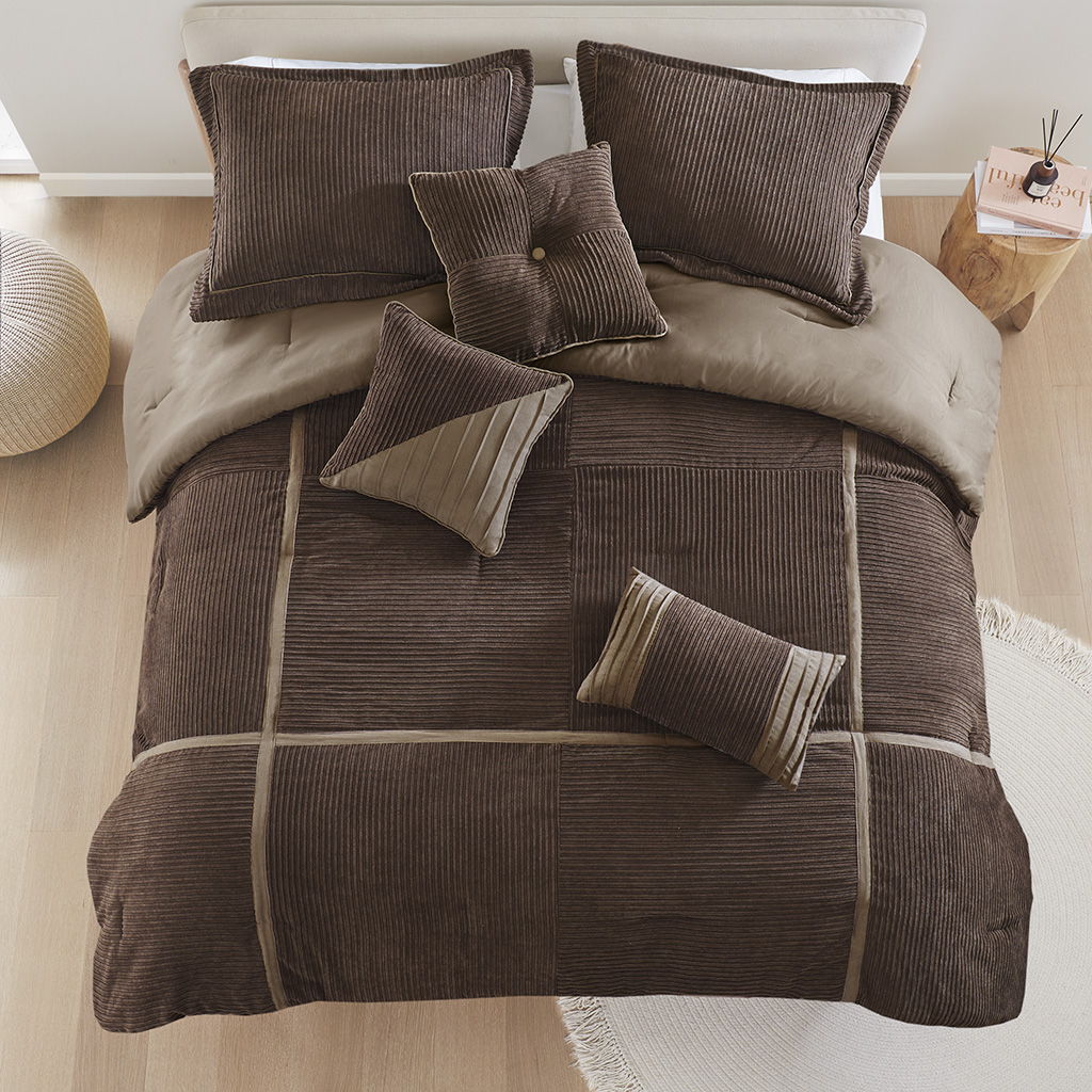 Dallas - 7 Piece King Comforter Set - Brown