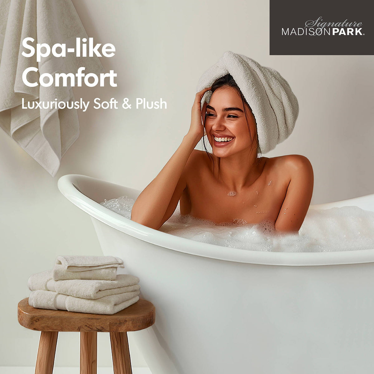 800GSM - 8 Piece Antimicrobial Towel Set - Natural