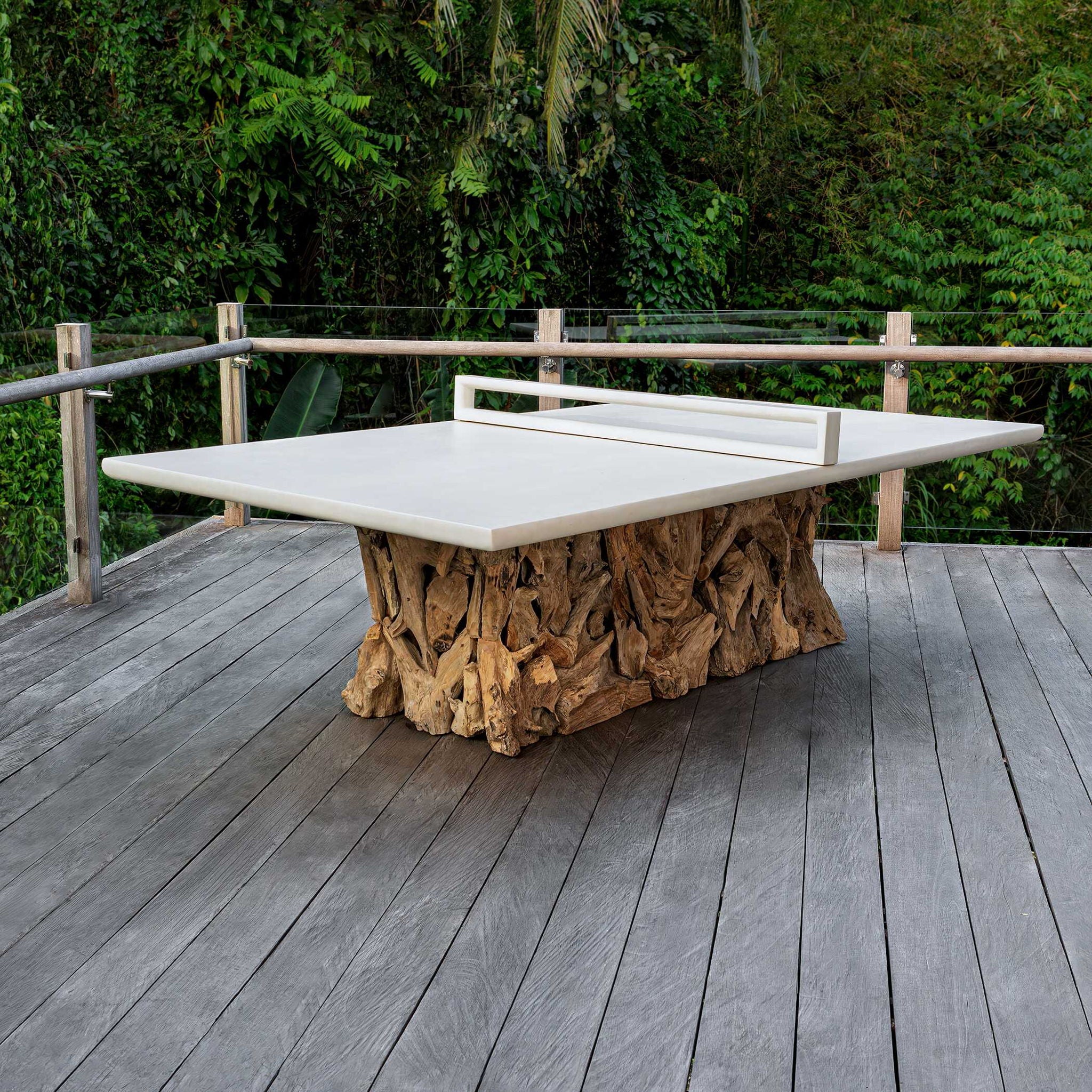 Stonewood - Indoor-Outdoor Ping-Pong Dining Table - White / Woodtone