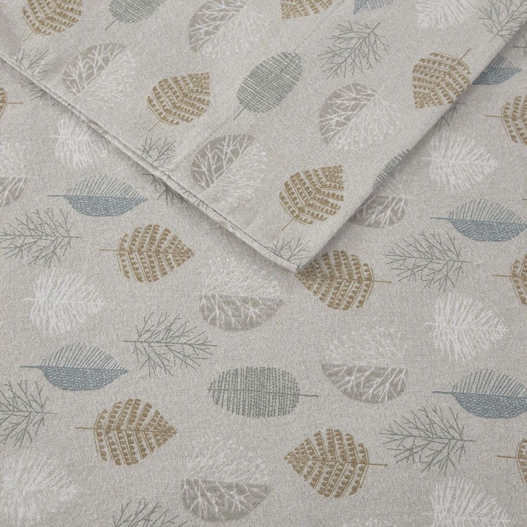 Cozy Flannel - Twin Long Printed Sheet Set - Multi Leaves