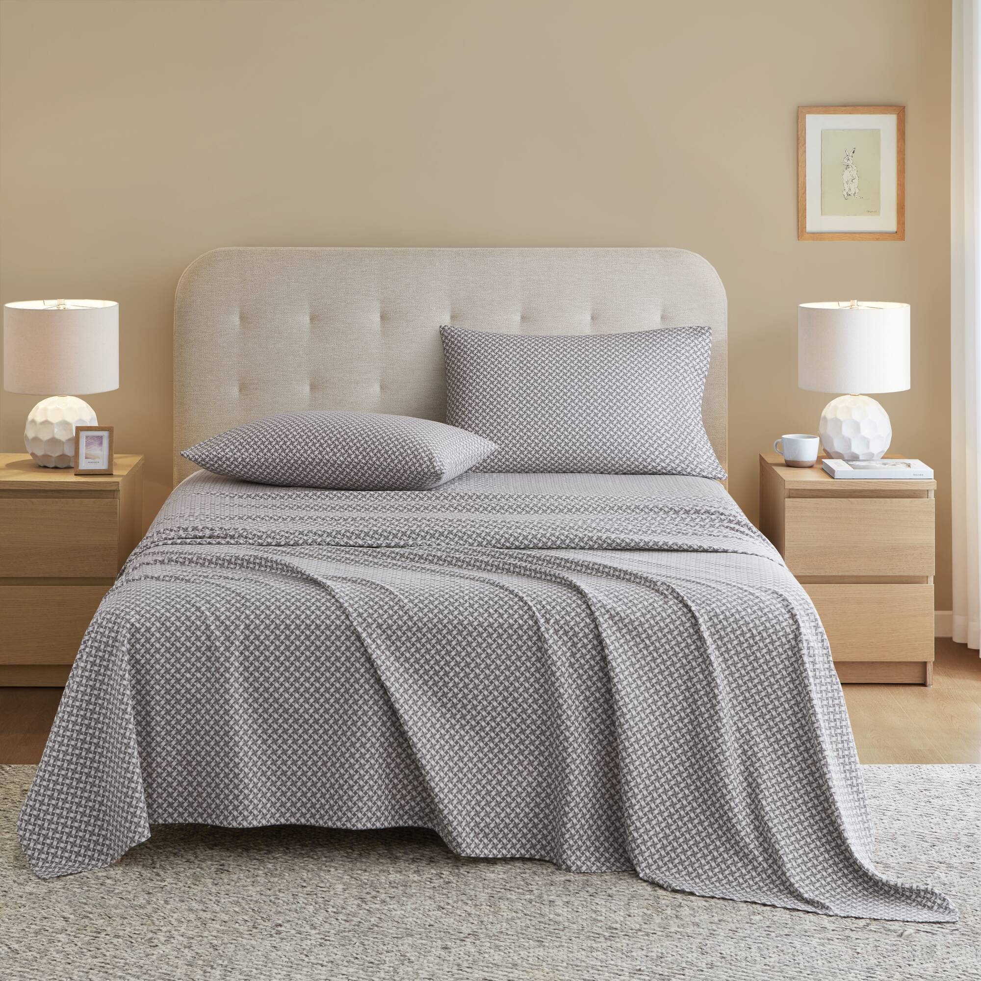 Cozy Cotton Flannel - Full Printed Sheet Set - Snowflake