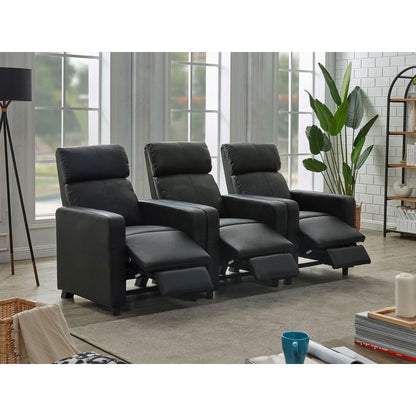 Warren - 3 Seater Reclining Home Theater - Black