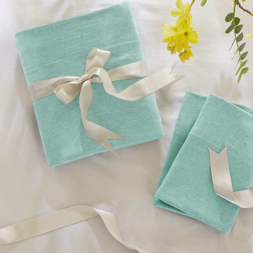 Cotton Blend Jersey Knit - All Season Sheet Set - Aqua