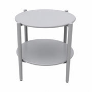 Round Outdoor Coffee Table With Shelf For Garden - Gray