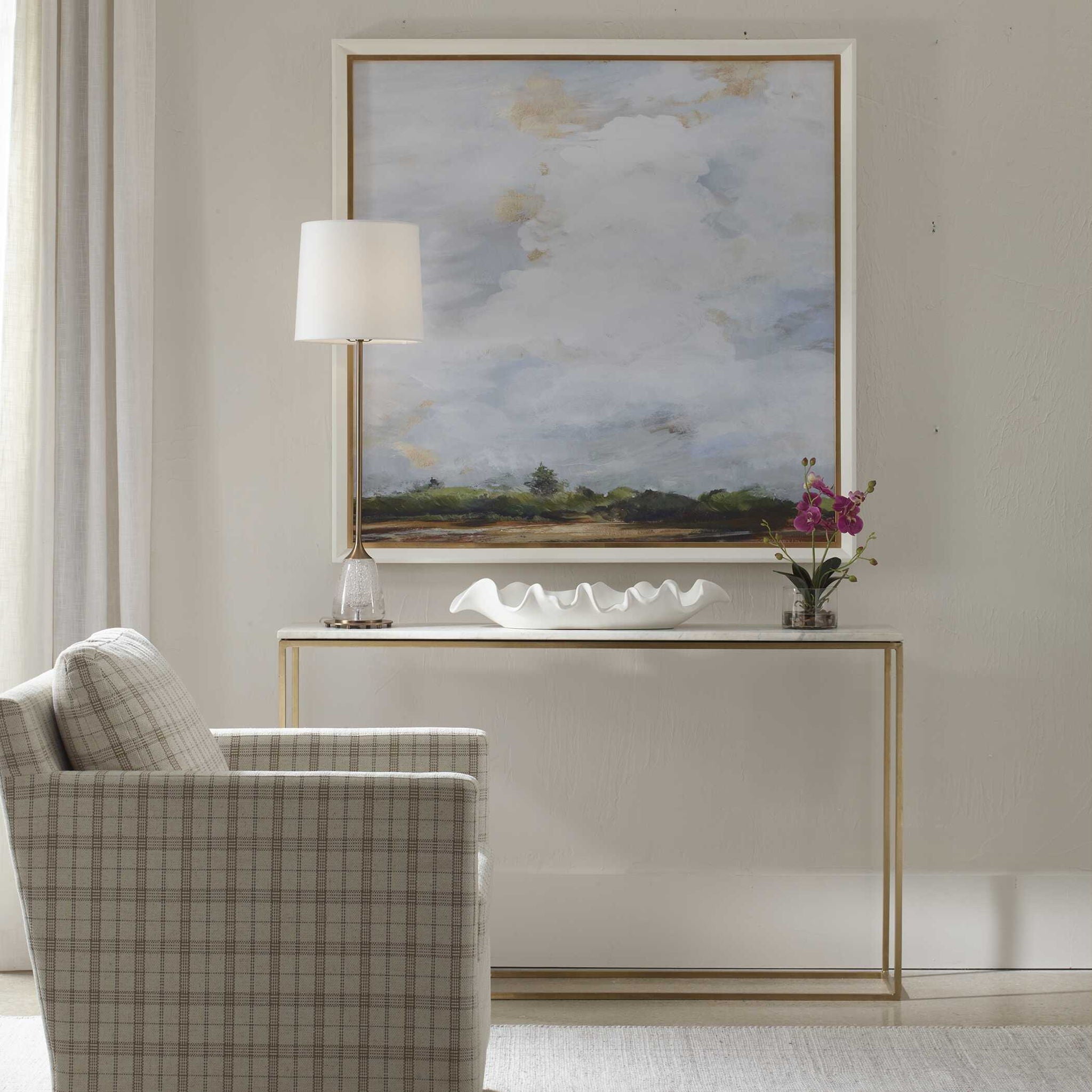 Redmond - Sofa Counter Table - Gold / White