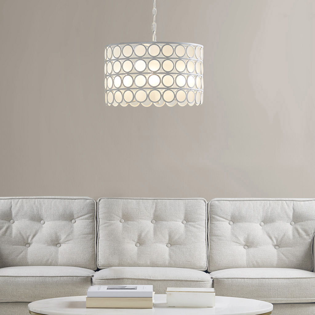 Abbot - 4-Light Drum-Shaped Chandelier - White